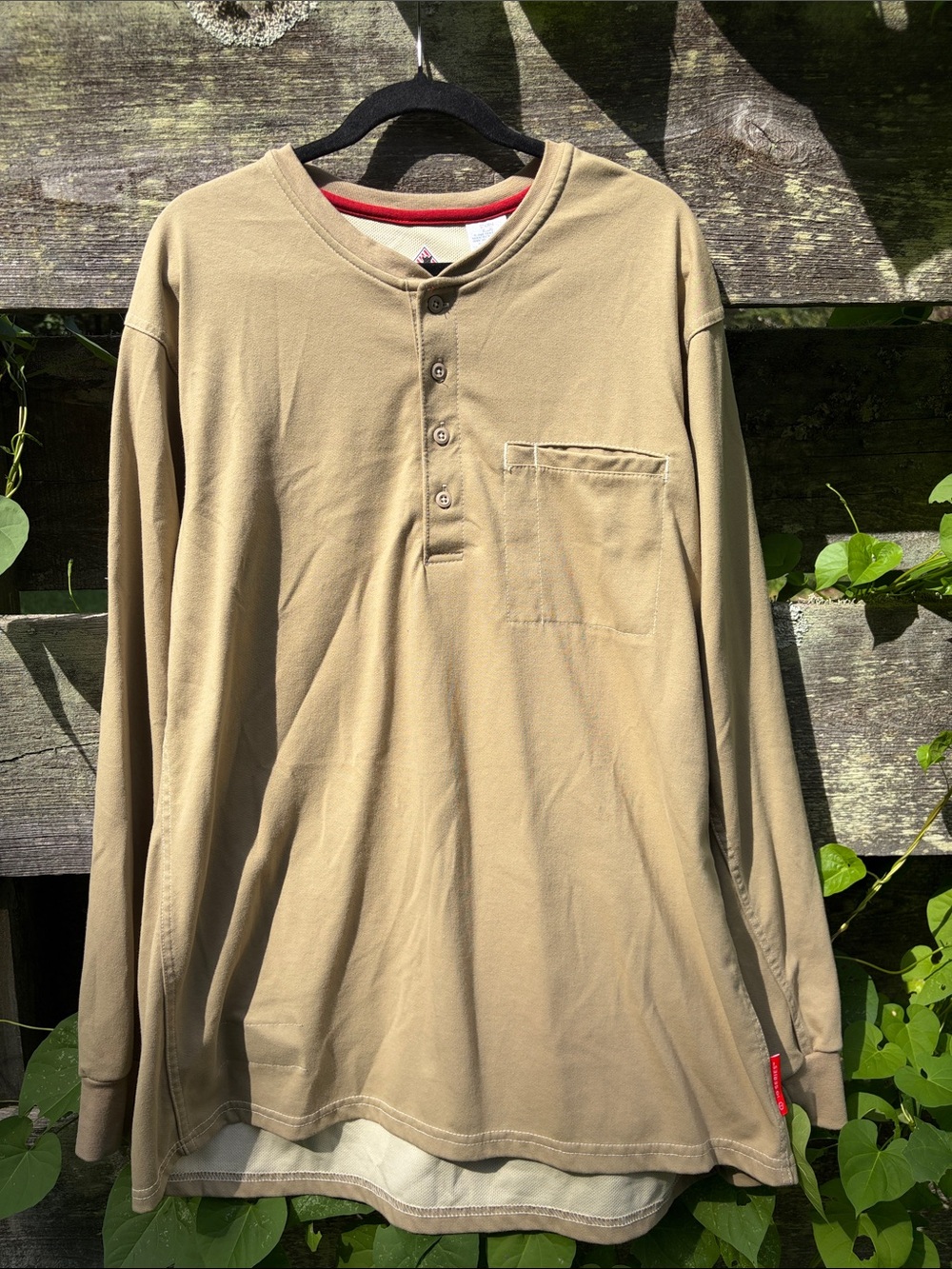 Bulwark FR Henley Shirt Men XL Beige IQ Series Pockets Workwear CAT2 Comfort